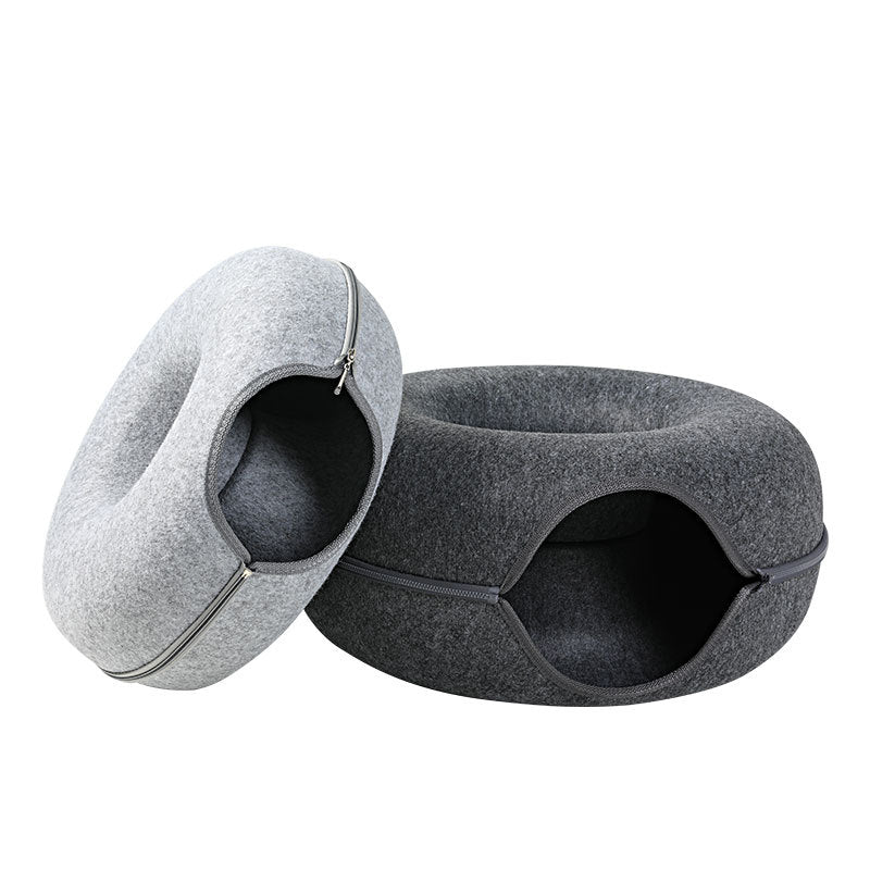 Cat Nest Round Woolen Felt Interactive Training Toy Bed