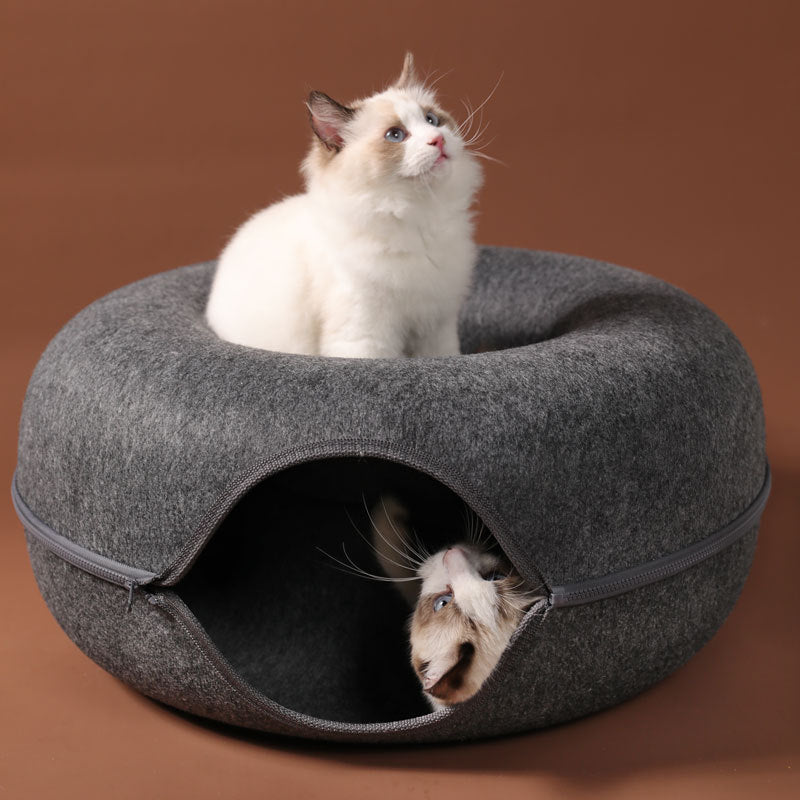 Cat Nest Round Woolen Felt Interactive Training Toy Bed