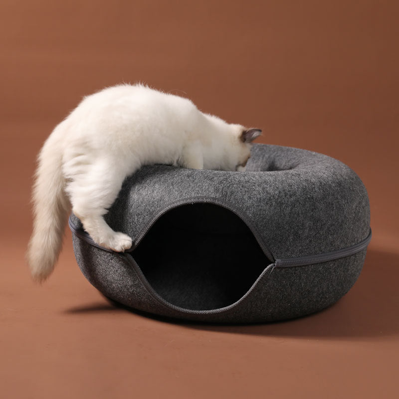 Cat Nest Round Woolen Felt Interactive Training Toy Bed