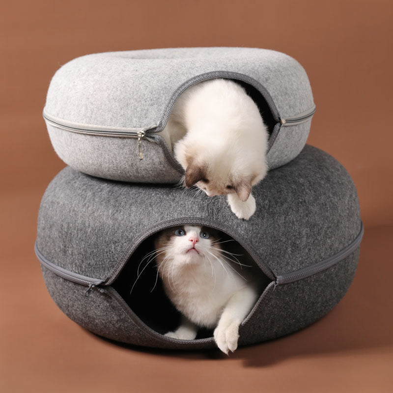 Cat Nest Round Woolen Felt Interactive Training Toy Bed