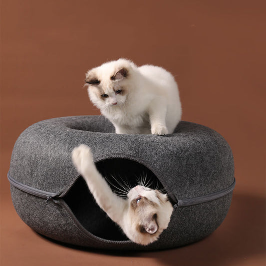 Cat Nest Round Woolen Felt Interactive Training Toy Bed