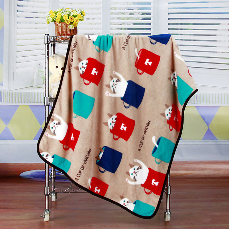 Flannel Coral Fleece Blanket Printed Air Conditioning Blanket Pet