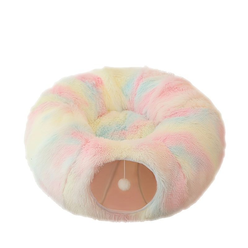 Winter Cat Nest Cat Tunnel Round Plush Warm Pet Nest Foldable Cat Tunnel Kennel