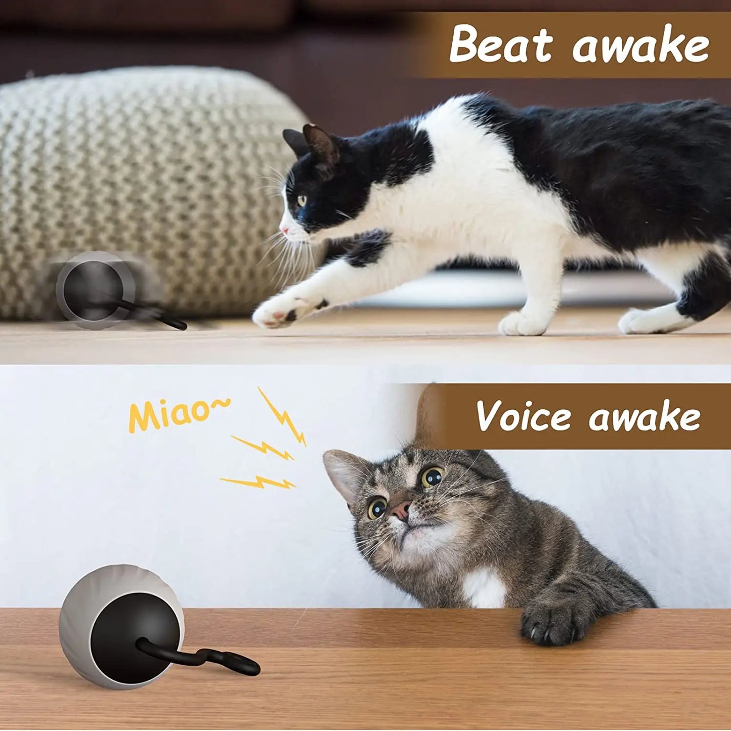 Automatic Moving Cat Ball Toys LED, Two Speeds, Cat Toy Without Noise