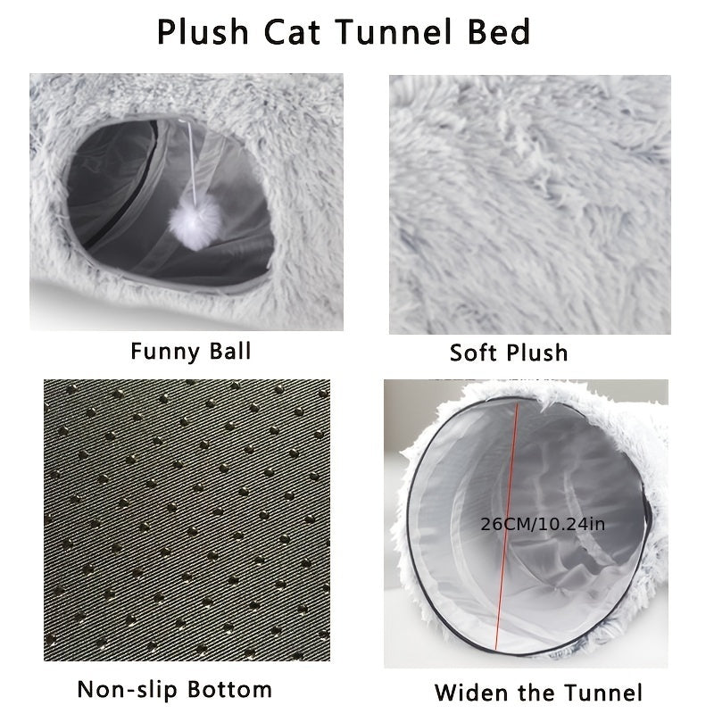 Winter Cat Nest Cat Tunnel Round Plush Warm Pet Nest Foldable Cat Tunnel Kennel