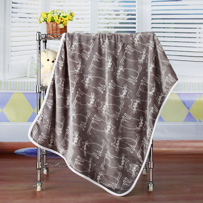 Flannel Coral Fleece Blanket Printed Air Conditioning Blanket Pet